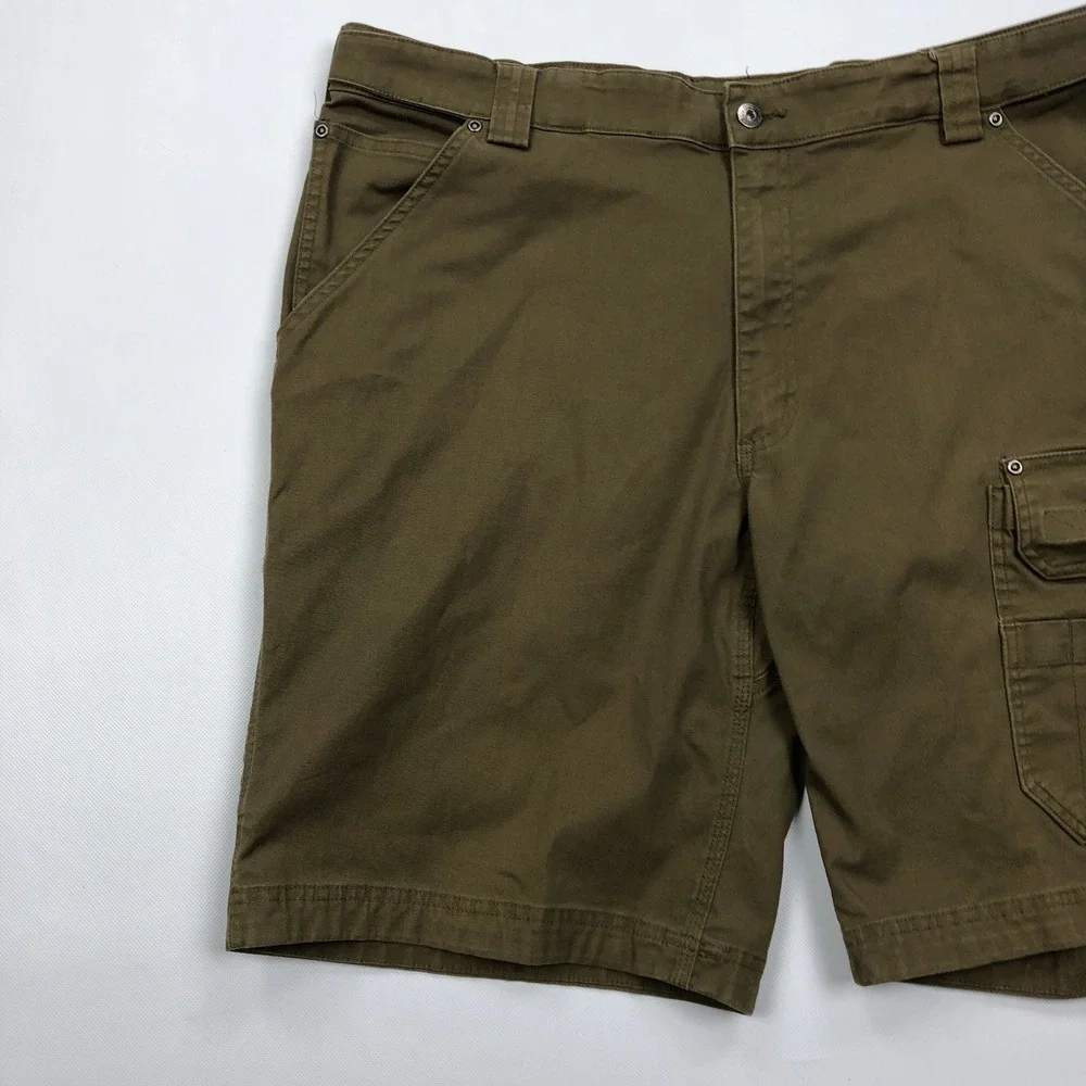 Duluth Trading Co Coolmax Flex Firehose Cargo Shorts Olive Mens 44 Relaxed Fit